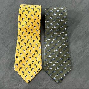 Wildlife Domain Men’s‎ Necktie 100% Silk Marlin & Dolphin Print Tie - Lot Of Two